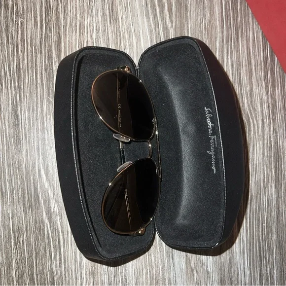 New Salvatore Ferragamo Gold Sunglasses